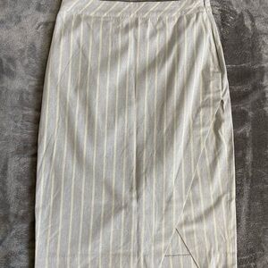 Banana Republic Gray and Cream Striped Pencil Skirt